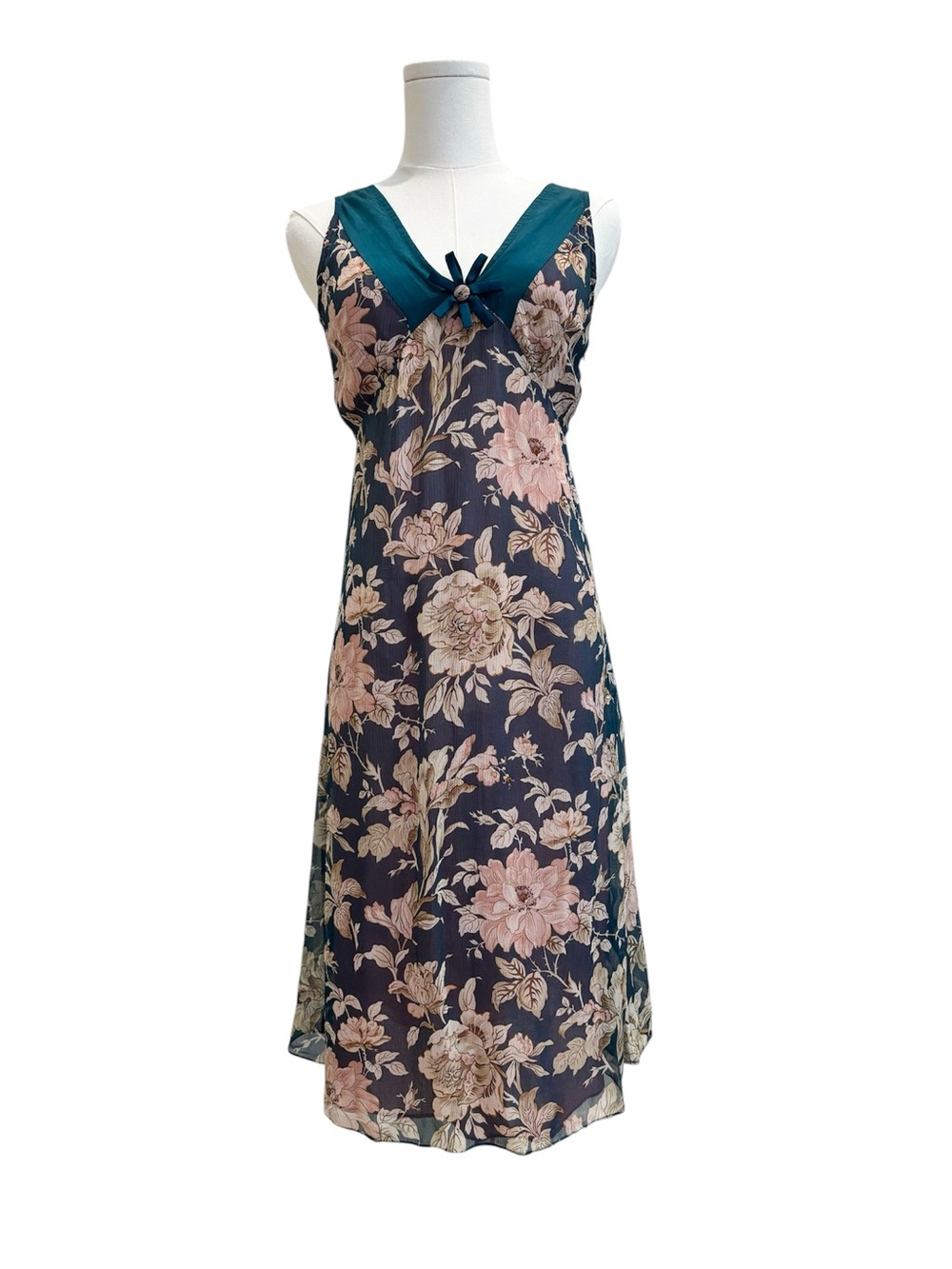 Anthropologie Midi Dress 100% Silk Floral Cottagecore Size 2